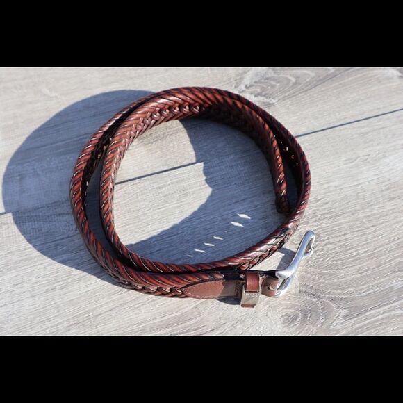 Nautica leather braided belt brown professional - Picture 3 of 5